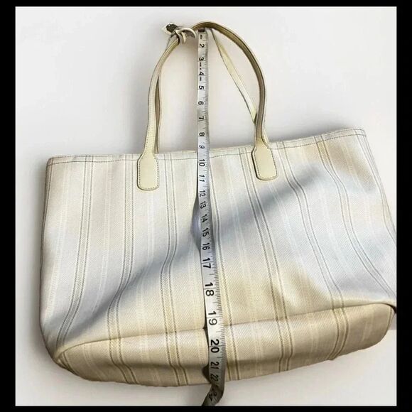 Coach Legacy Tote Bag 23108 Off-White Stripe Coated Canvas Leather - Picture 10 of 11